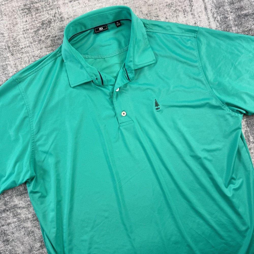 FootJoy Polo Shirt Mens XL Teal Green Golf Performance Micro Geometric Stretch